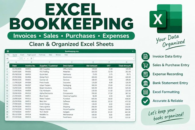 do bookkeeping, invoice data entry, and excel data entry