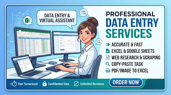 professional data entry, web research, and copy paste work