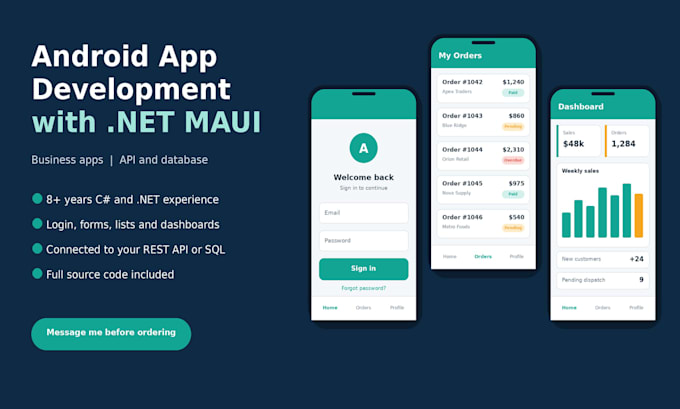 develop an android mobile app using dot net maui and c sharp