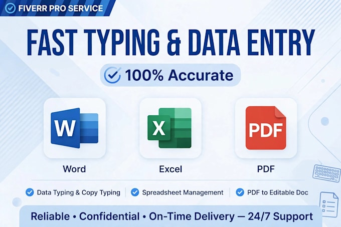 do data entry typing copy paste pdf to word and excel work