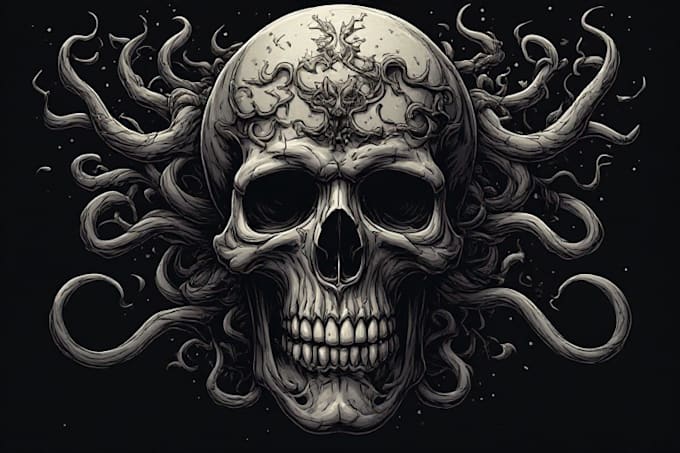 create fantasy skull illustrations for you