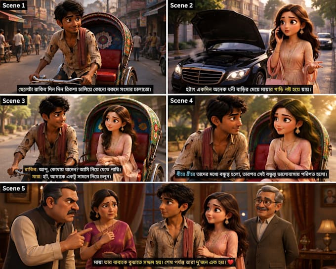 write engaging bengali stories and cartoon scripts