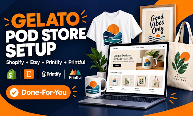 setup shopify etsy print on demand store with gelato printify printful