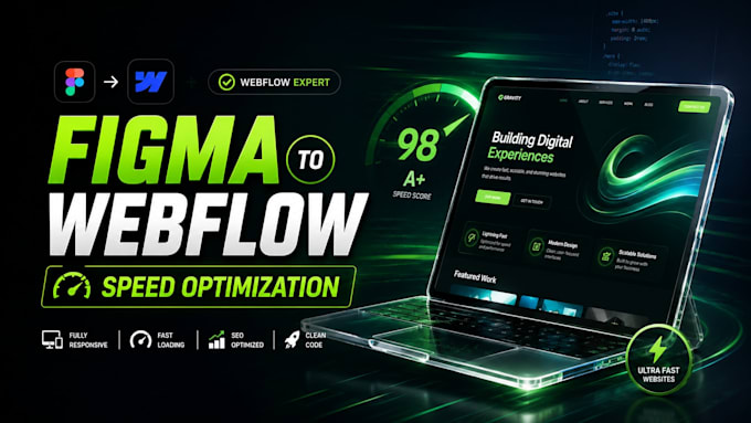 convert figma to webflow website design or fix webflow speed optimization
