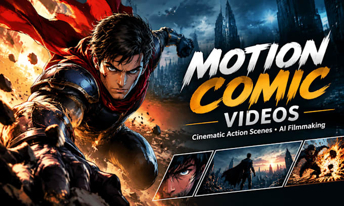 create cinematic motion comic videos and epic comic action scenes
