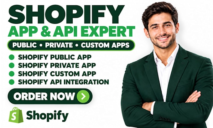 develop shopify public app, shopify private app, shopify custom app, shopify api