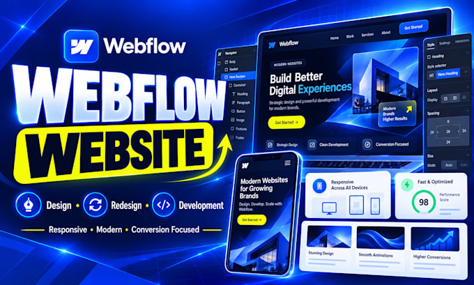 design and develop a webflow website with animations