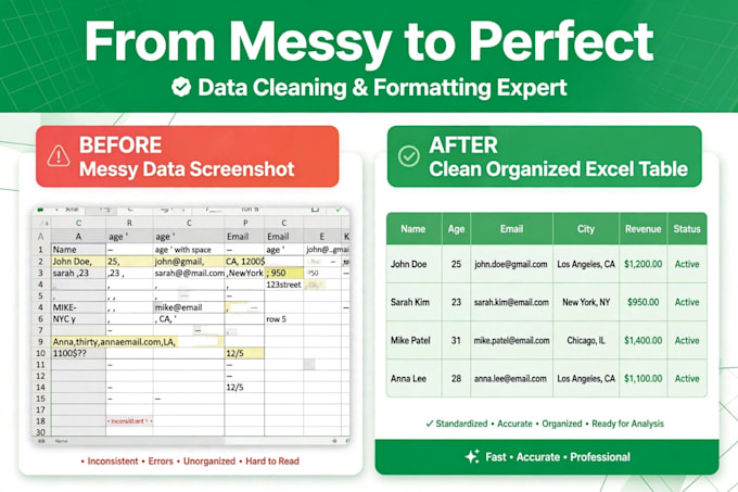 do accurate data entry, excel data cleaning and pdf to excel conversion
