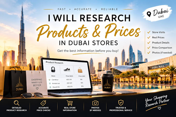 do dubai market research, check product price, and sourcing