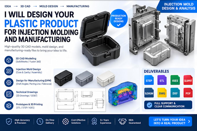 design plastic products for injection molding and manufacturing