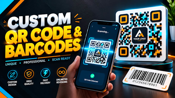 design custom qr code and barcode with logo