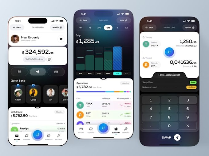 develop full stack crypto wallet app, web3 dapp, and exchange app