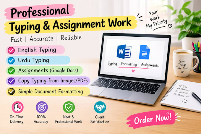 do accurate english typing and assignment formatting