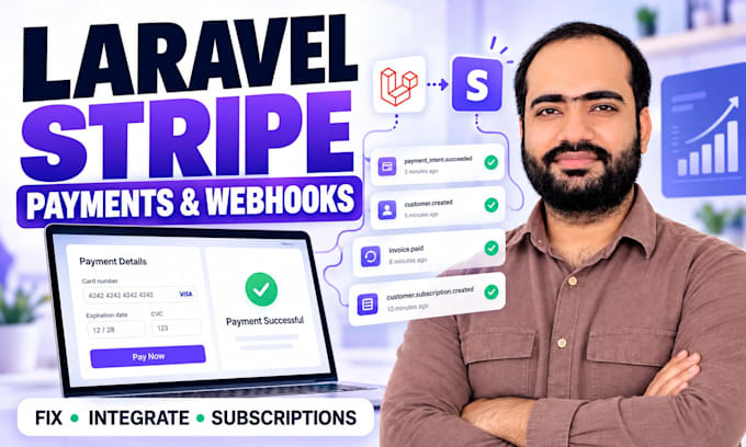 integrate laravel stripe payment gateway subscriptions and webhooks