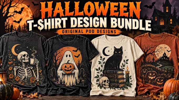 provide a halloween t shirt design bundle