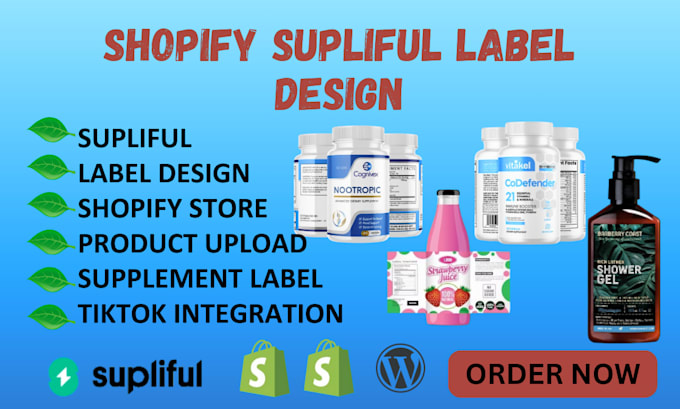create shopify supliful product label, nfskin care, supplement label design