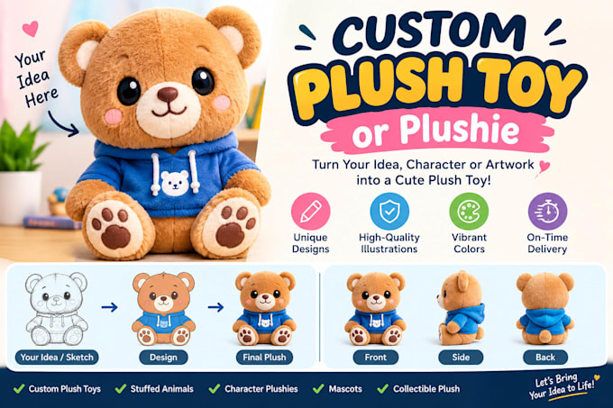 design a custom plush toy or plushie
