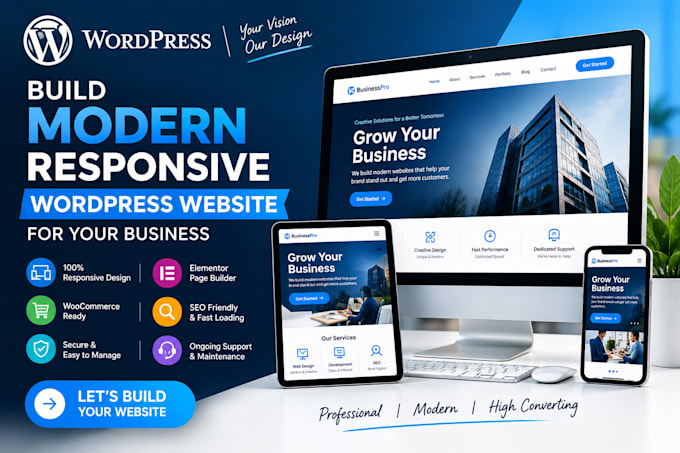 build modern responsive wordpress website for your business