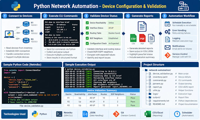 create python network automation scripts for network devices
