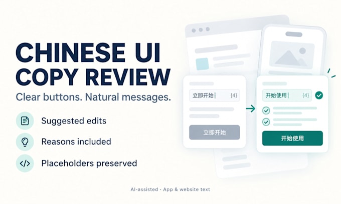 proofread simplified chinese app and website UI text