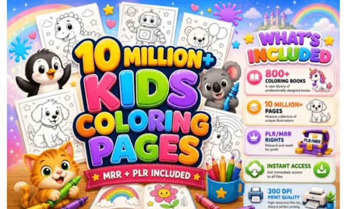 provide you 10 million kids coloring pages bundle