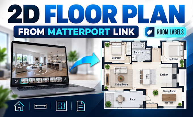 create professional 2d floor plans from matterport links with room labels