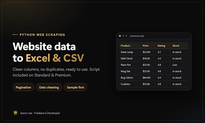 build a python web scraper and export the data to excel or CSV