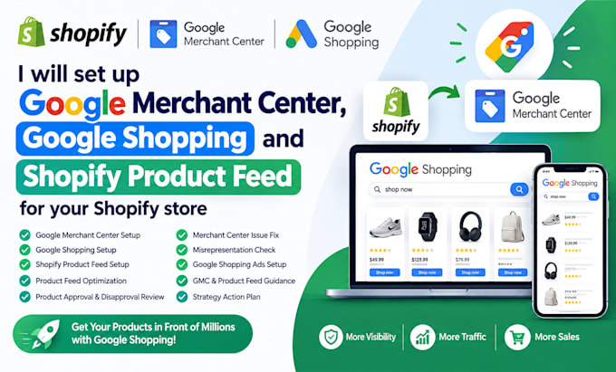 setup google merchant center, shopping and product feed for shopify store