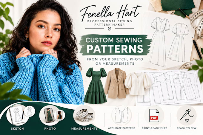 draft sewing patterns from your sketch, photo or measurement