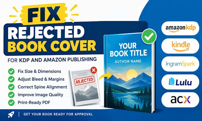 fix rejected book cover for KDP and amazon publishing