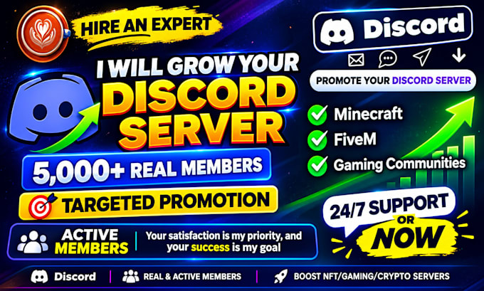 gaming server promotion, roblox, fivem, unity, discord server promotion, nft ads