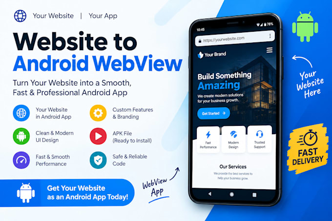 convert your website into android app webview