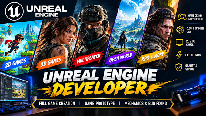develop unreal engine games, ue5 projects and blueprints