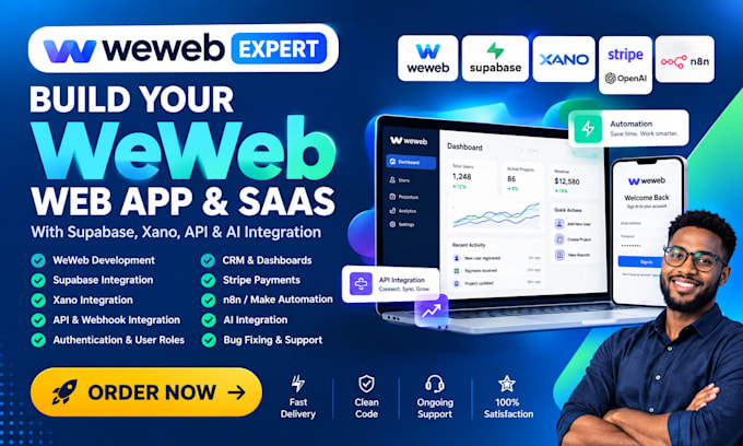 build weweb web app and saas with supabase, xano, API and ai integration