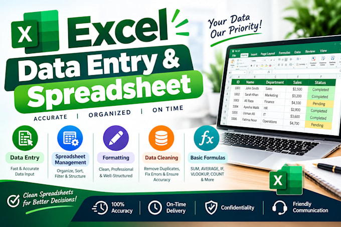 create, format and organize excel spreadsheets