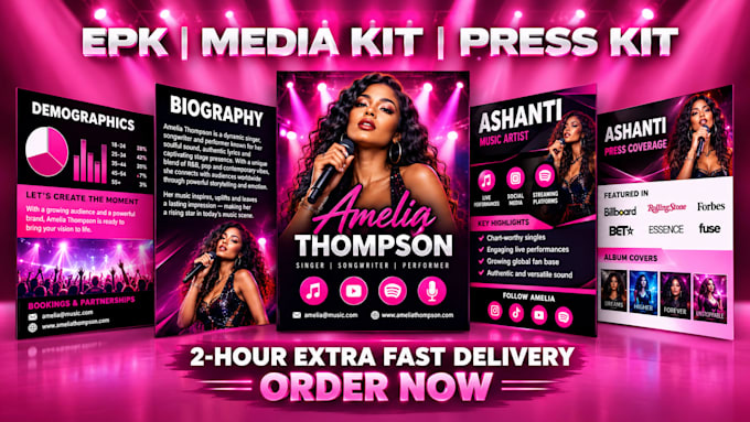 create stylish electronic press kit, media kit, epk