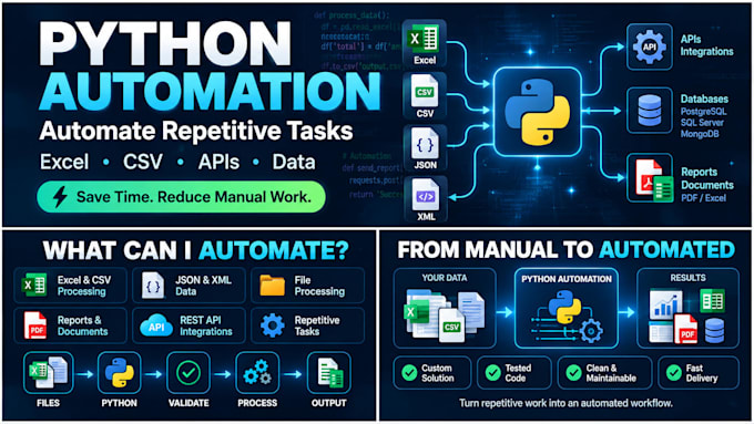 automate excel CSV and repetitive tasks using python