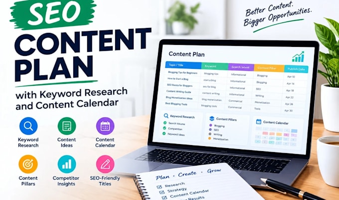 create an SEO content plan with keyword research and content calendar