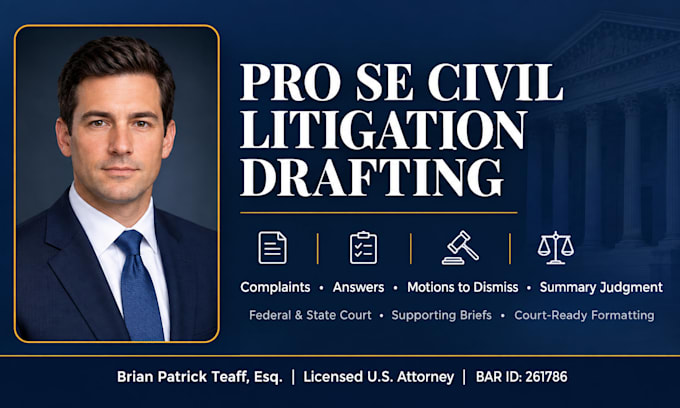 draft a pro se answer to a civil complaint as a licensed attorney