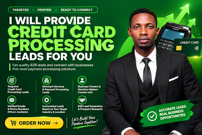 provide credit card processing leads to get merchants client