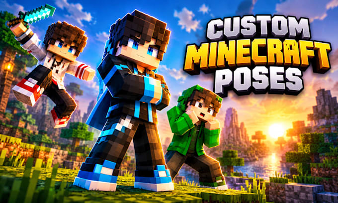 create custom minecraft character poses for thumbnails and artwork