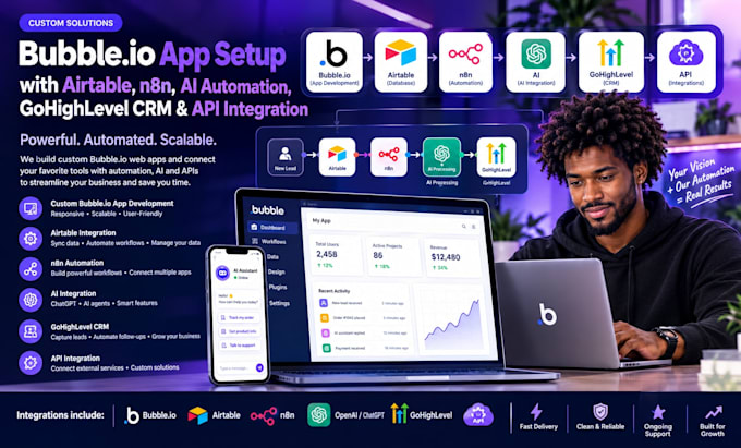 set up bubble io app airtable n8n ai automation gohighlevel crm api integration
