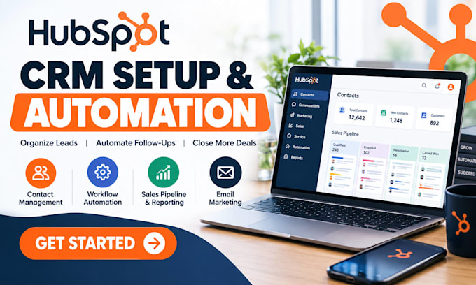 setup hubspot CRM, workflow automation and sales pipeline
