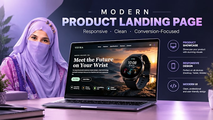 create a modern responsive product landing page