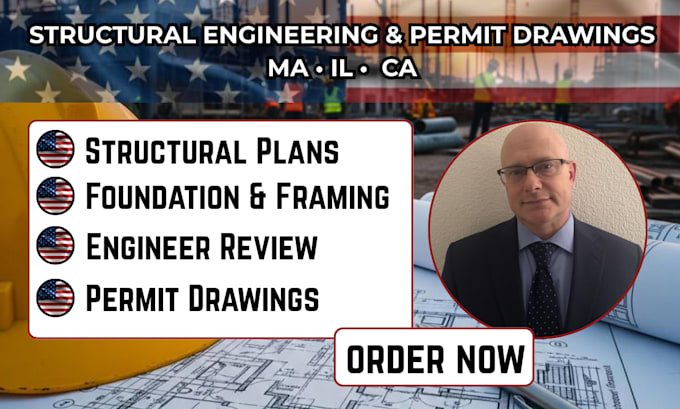 structural engineer permit drawing engineer stamp massachusetts illinois, ca, oh