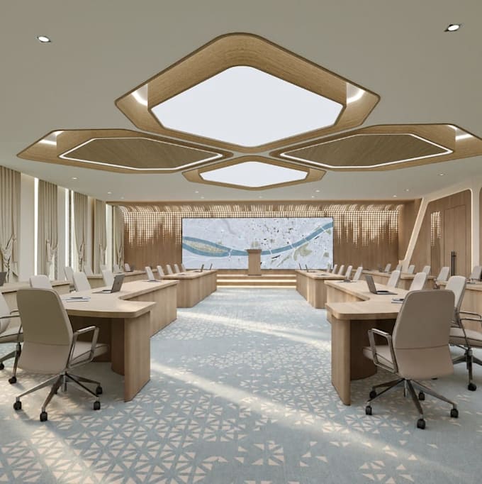 draft 2d layout for office interior,conference hall 3d visual,workstation render