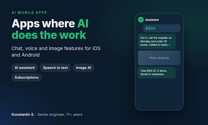 build an ai mobile app with chat, voice or image features