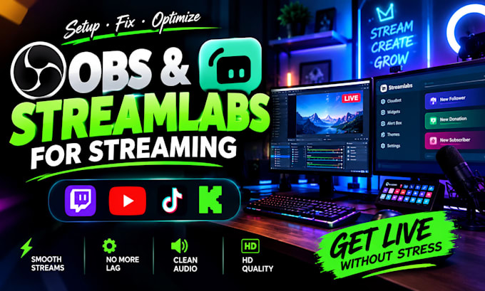 fix and setup obs studio and streamlabs for twitch tiktok, and youtube streaming