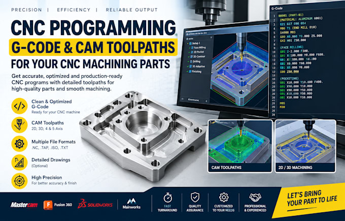 do cnc programming g code and cam toolpaths for your cnc machining parts