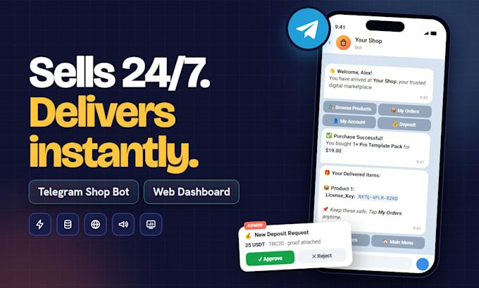 build your telegram shop bot with instant delivery and dashboard
